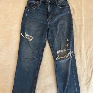 Abercrombie & Fitch High Rise Distressed Blue Jeans